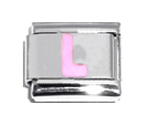 Pink Letter L - 9mm Italian charm - Click Image to Close